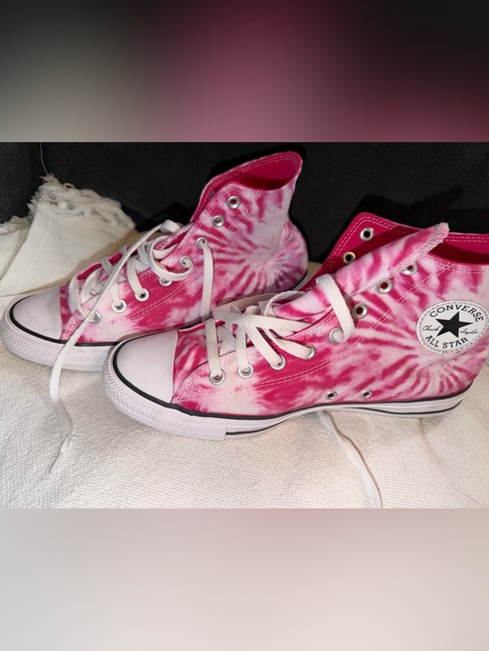 Converse Shoes - Converse Pink and White Tie-Dye High Top Sneakers